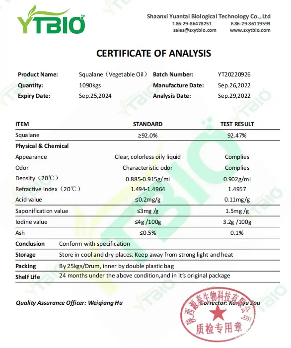 Bulk Squalane Oil Bulk Squalane Oil
