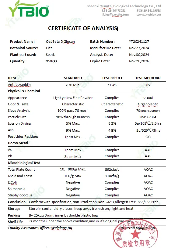 Oat Beta Glucan 70% Extract-Food and Health Oat Beta Glucan 70% Extract-Food and Health
