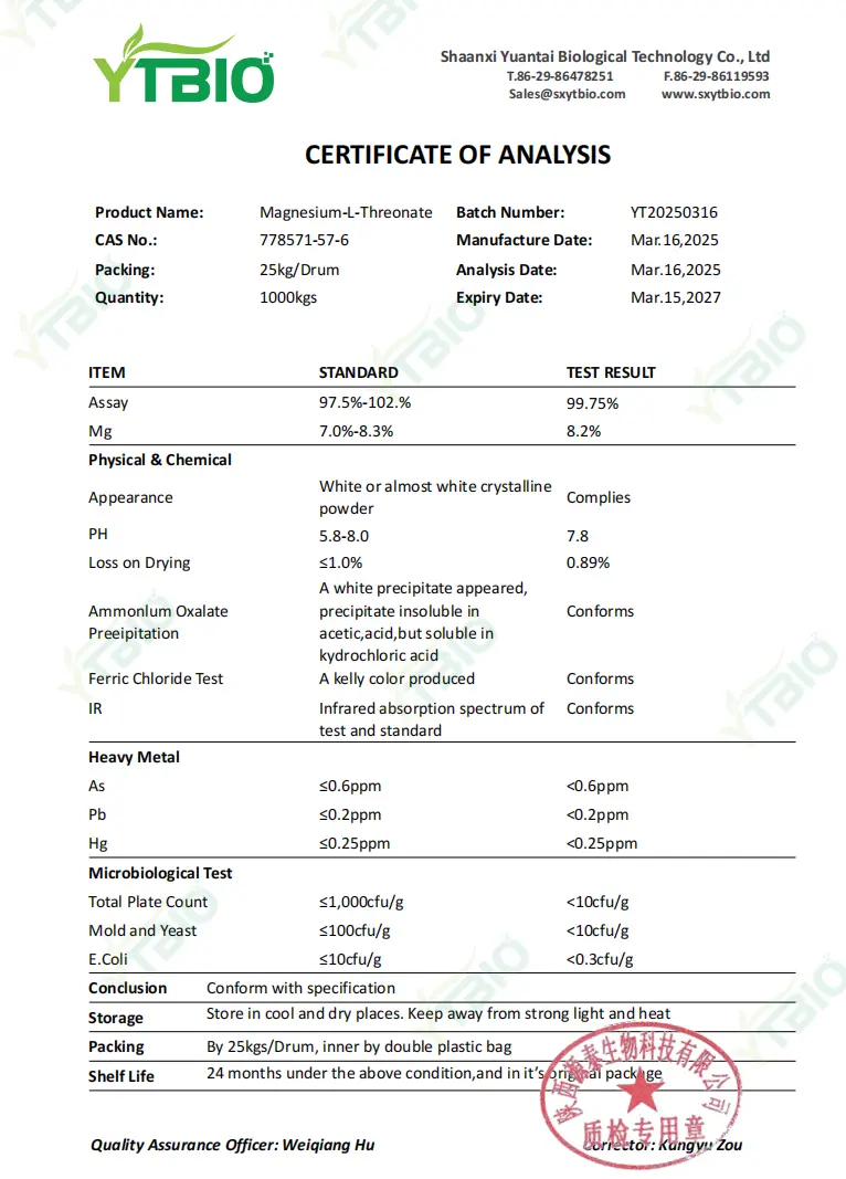 Magnesium Threonate Powder Bulk Magnesium Threonate Powder Bulk