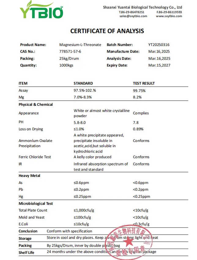 Magnesium Threonate Powder Bulk Magnesium Threonate Powder Bulk